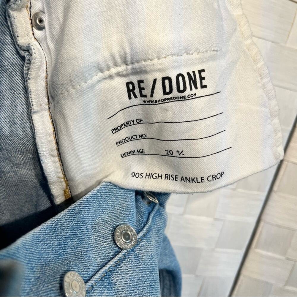 Re/Done Women’s 90’s High Rise Ankle Crop Denim Jeans‎ Size 28 Distressed Hem - Picture 8 of 11